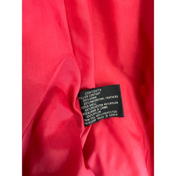 Vintage 80s Women’s Gallery DOWN Jacket Red Long Minimal Unique Classy Med - Picture 5 of 9